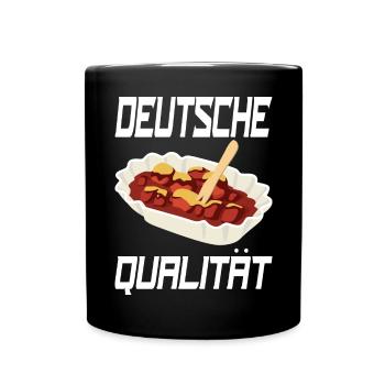 Deutsche Qualität lustiges Currywurst-Design. - Tasse einfarbig - Schwarz - Vorne
