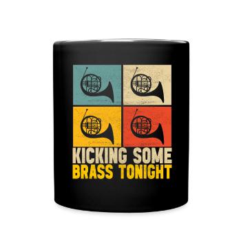 Horn Brass Instrument - Full Colour Mug - black - Front