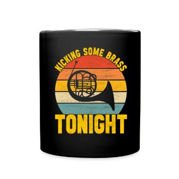 Horn Brass Instrument - Full Colour Mug - black - Front