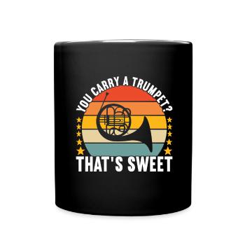 Horn Brass Instrument - Full Colour Mug - black - Front