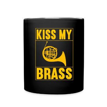 Horn Brass Instrument - Full Colour Mug - black - Front