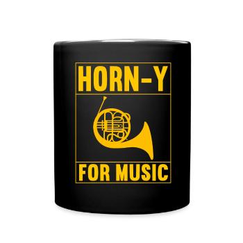 Horn Brass Instrument - Full Colour Mug - black - Front