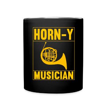 Horn Brass Instrument - Full Colour Mug - black - Front