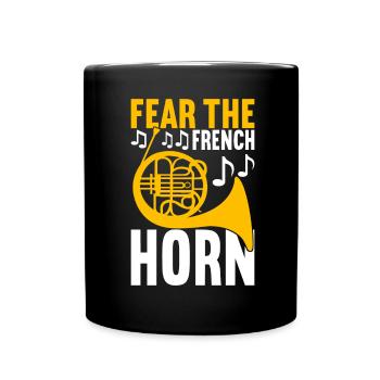 Horn Brass Instrument - Full Colour Mug - black - Front