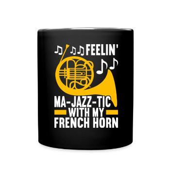 Horn Brass Instrument - Full Colour Mug - black - Front