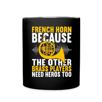 Horn Brass Instrument - Full Colour Mug - black - Front
