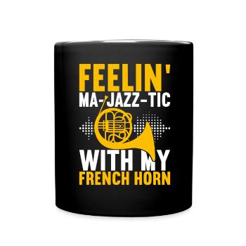 Horn Brass Instrument - Full Colour Mug - black - Front