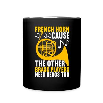 Horn Brass Instrument - Full Colour Mug - black - Front