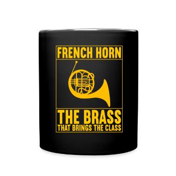 Horn Brass Instrument - Full Colour Mug - black - Front