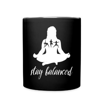 Stay Balanced Yoga Silhouette Design - Mug uni - noir - Devant