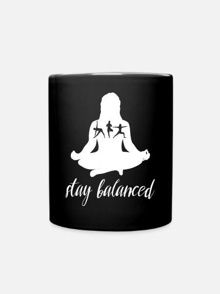 Stay Balanced Yoga Silhouette Design - Tasse einfarbig - Schwarz