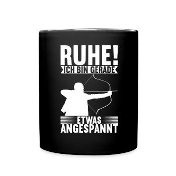 Bogenschießen Bogenschütze - Tasse einfarbig - Schwarz - Vorne