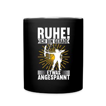 Bogenschießen Bogenschütze - Tasse einfarbig - Schwarz - Vorne