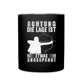 Bogenschießen Bogenschütze - Tasse einfarbig - Schwarz - Vorne