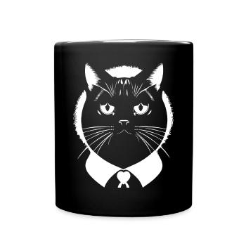 Lustige Katze Silhouette Freche Spaß Katzen - Tasse einfarbig - Schwarz - Vorne