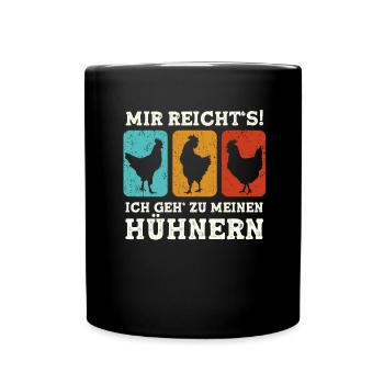 Bauernhof Landwirt Hennen Huhn Hühner - Tasse einfarbig - Schwarz - Vorne