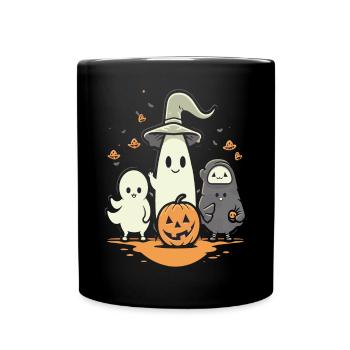 Fantômes d’Halloween câlins avec citrouille - Mug uni - noir - Devant