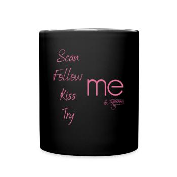 Scan Follow Kiss Try Me Humor Pink Social Network - Tasse einfarbig - Schwarz - Vorne