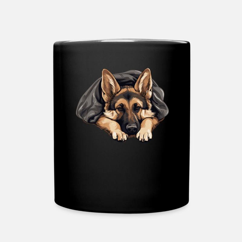 Schlafender Deutscher Schäferhund Hund - Tasse einfarbig - Schwarz