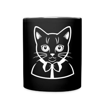 Funny Cat Silhouette Cheeky Fun Cats - Full Colour Mug - black - Front