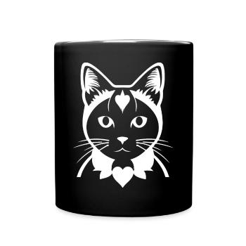 Funny Cat Silhouette Cheeky Fun Cats - Full Colour Mug - black - Front