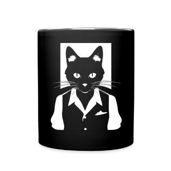 Funny Cat Silhouette Cheeky Fun Cats - Full Colour Mug - black - Front