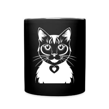 Funny Cat Silhouette Cheeky Fun Cats - Full Colour Mug - black - Front