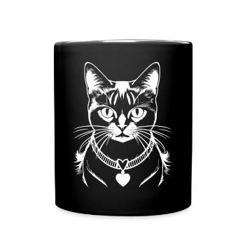 Funny Cat Silhouette Cheeky Fun Cats - Full Colour Mug - black - Front