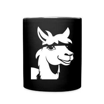 Lustige Lama-Silhouette Freche Spaß-Lamas - Tasse einfarbig - Schwarz - Vorne