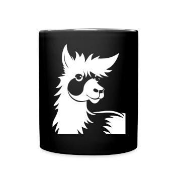 Lustige Lama-Silhouette Freche Spaß-Lamas - Tasse einfarbig - Schwarz - Vorne