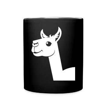 Lustige Lama-Silhouette Freche Spaß-Lamas - Tasse einfarbig - Schwarz - Vorne