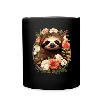 Faultier - Tasse einfarbig - Schwarz - Vorne