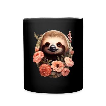 Faultier - Tasse einfarbig - Schwarz - Vorne