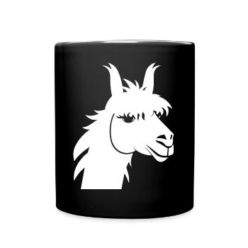 Lustige Lama-Silhouette Freche Spaß-Lamas - Tasse einfarbig - Schwarz - Vorne