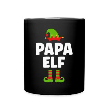 Weihnachten lustig Papa Vater Elf - Tasse einfarbig - Schwarz - Vorne