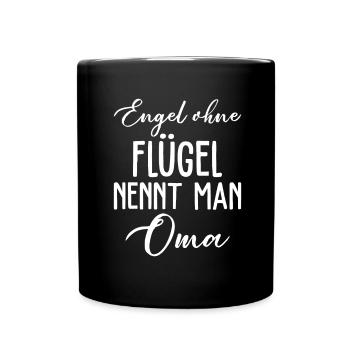 Engel ohne Flügel nennt man Oma - Tasse einfarbig - Schwarz - Vorne