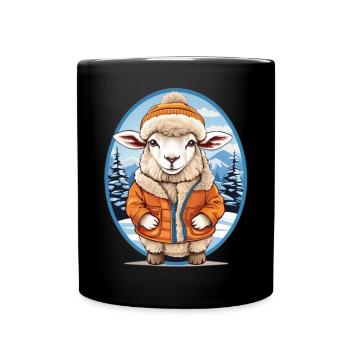 Süßes Schaf - Tasse einfarbig - Schwarz - Vorne