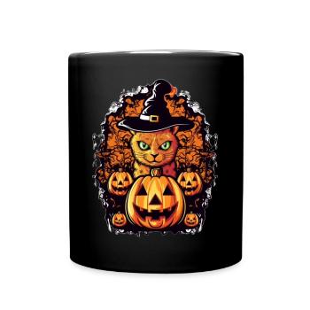 Cat Magic Halloween Design - Full Colour Mug - black - Front