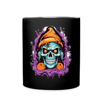 Graffiti Skull with Halloween Elements - Full Colour Mug - black - Front