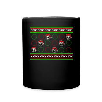 ugly christmas Sweater Shirt Totenkopf - Tasse einfarbig - Schwarz - Vorne