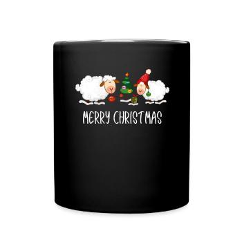 Drôle Joyeux Noël Mouton Famille Enfants - Mug uni - noir - Devant