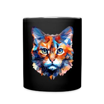 Katze Polygon Katzen Kater Hauskatze Kurzhaar - Tasse einfarbig - Schwarz - Vorne