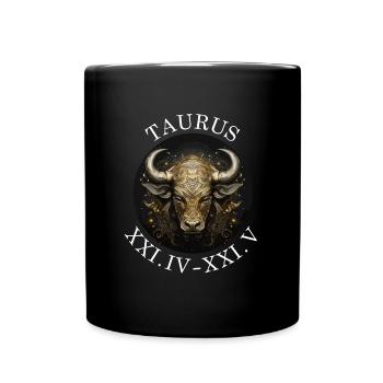 Goldener Taurus Stier Zodiak Ornament - Tasse einfarbig - Schwarz - Vorne