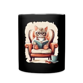 Cute Clever Cat - Full Colour Mug - black - Front