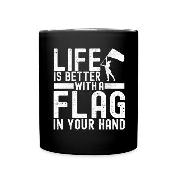 Drapeau agitant la fanfare garde de couleur - Mug uni - noir - Devant