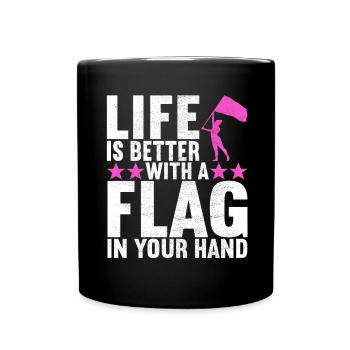 Flag Waving Marching Band Color Guard - Full Colour Mug - black - Front