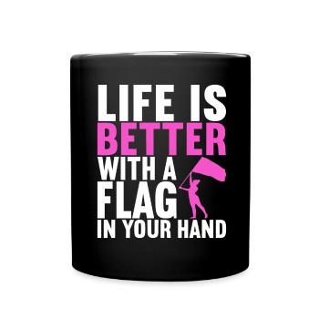 Drapeau agitant la fanfare garde de couleur - Mug uni - noir - Devant