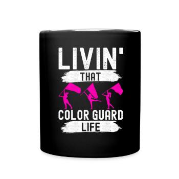 Flag Waving Marching Band Color Guard - Full Colour Mug - black - Front