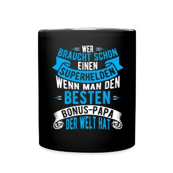 Bonus Papa - Tasse einfarbig - Schwarz - Vorne