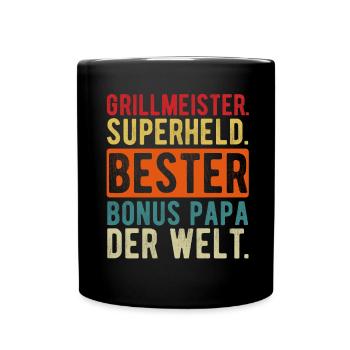 Bonus Papa - Tasse einfarbig - Schwarz - Vorne